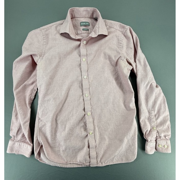 Michael Kors Mens Slim Fit Button Down Shirt Long Sleeve Pink Medium - Picture 1 of 4